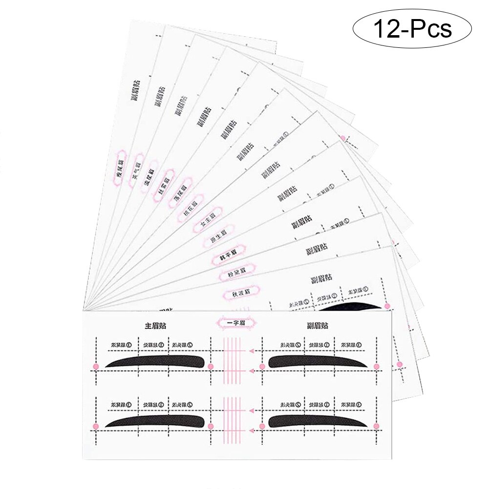 24 Pairs Professionele Wenkbrauw Stencil Sjabloon Wenkbrauw Sticker Tool Trekken Perfecte Wenkbrauwen Wenkbrauw Stickers: Default Title