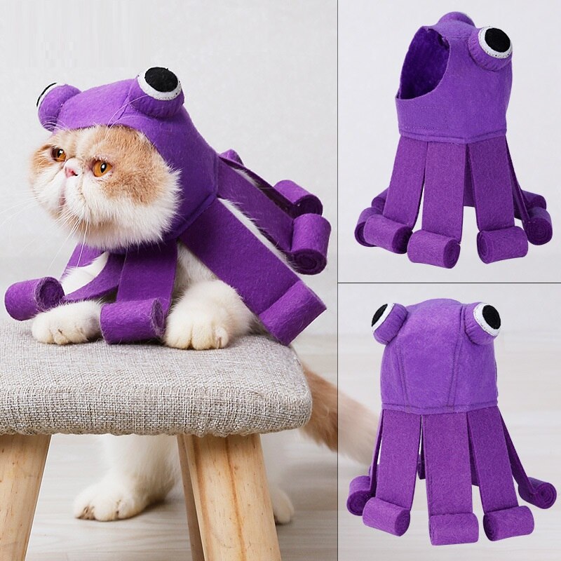 FML Pet Halloween Cat Costume Pet Accessories Training Octopus Cat Cosplay Hat Christmas Pet Cat Costume Cap for Small Dogs Cats