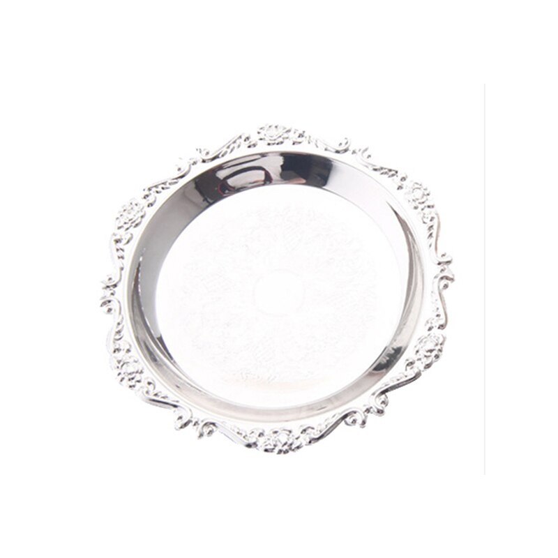 Silver Golden Iron Tray Glossy Plate for Decoration Ornaments Buffet Fruit Cake Party Supplies Dessert Sundries Storage Plates: B / 10cm in diameter