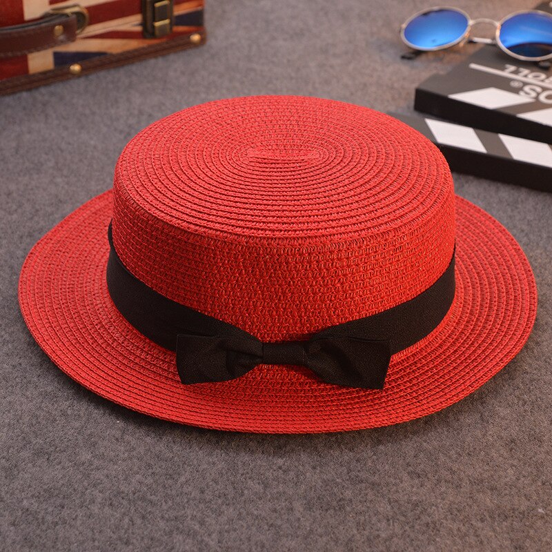 Sonnenhut freundlicher Hütte Sommer Kappe Stroh Hütte Frauen Sommer Mini Krempe Diskette Fedora Strand Kappe: S / Schwarz