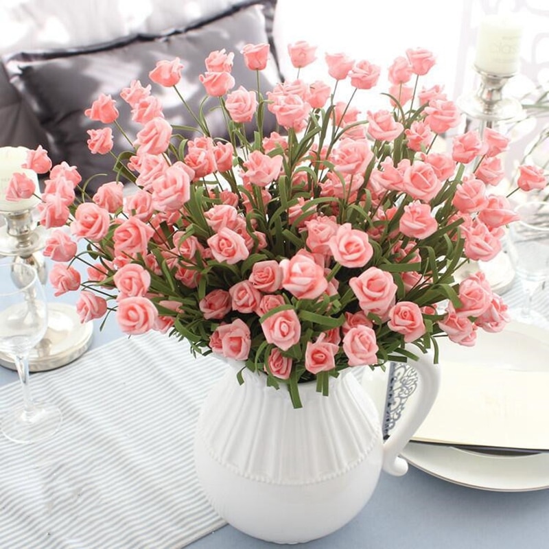 10 Heads/Boeket Kleine Kunstmatige Rozen Bloem Diy Bruiloft Decoratie Home Decor Bloemen Rose Sztuczne Kwiaty Flores