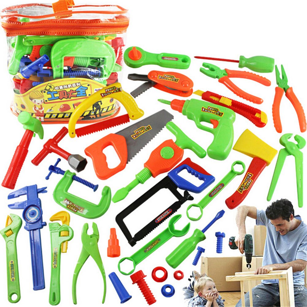 32 stks/set Educatief Kinderen Timmerwerk Reparatie Gereedschap Speelgoed Fantasiespel Speelhuis Speelgoed Baby Vroeg Leren Speelgoed