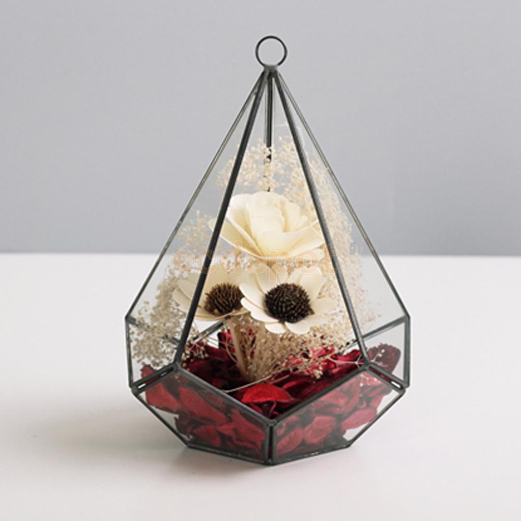 Rosa vaso de vidro geométrico irregular, recipiente de terrário para plantar suculentas, vaso de mesa, decoração de casamento para casa, escritório diy