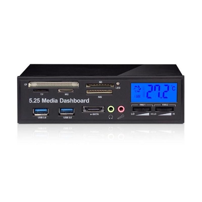 Multifunctional Media Panel 5.25 inch Computer Front Dashboard with SATA/eSATA, USB 2.0/USB 3.0, Microphone/Headphone o Port: Default Title