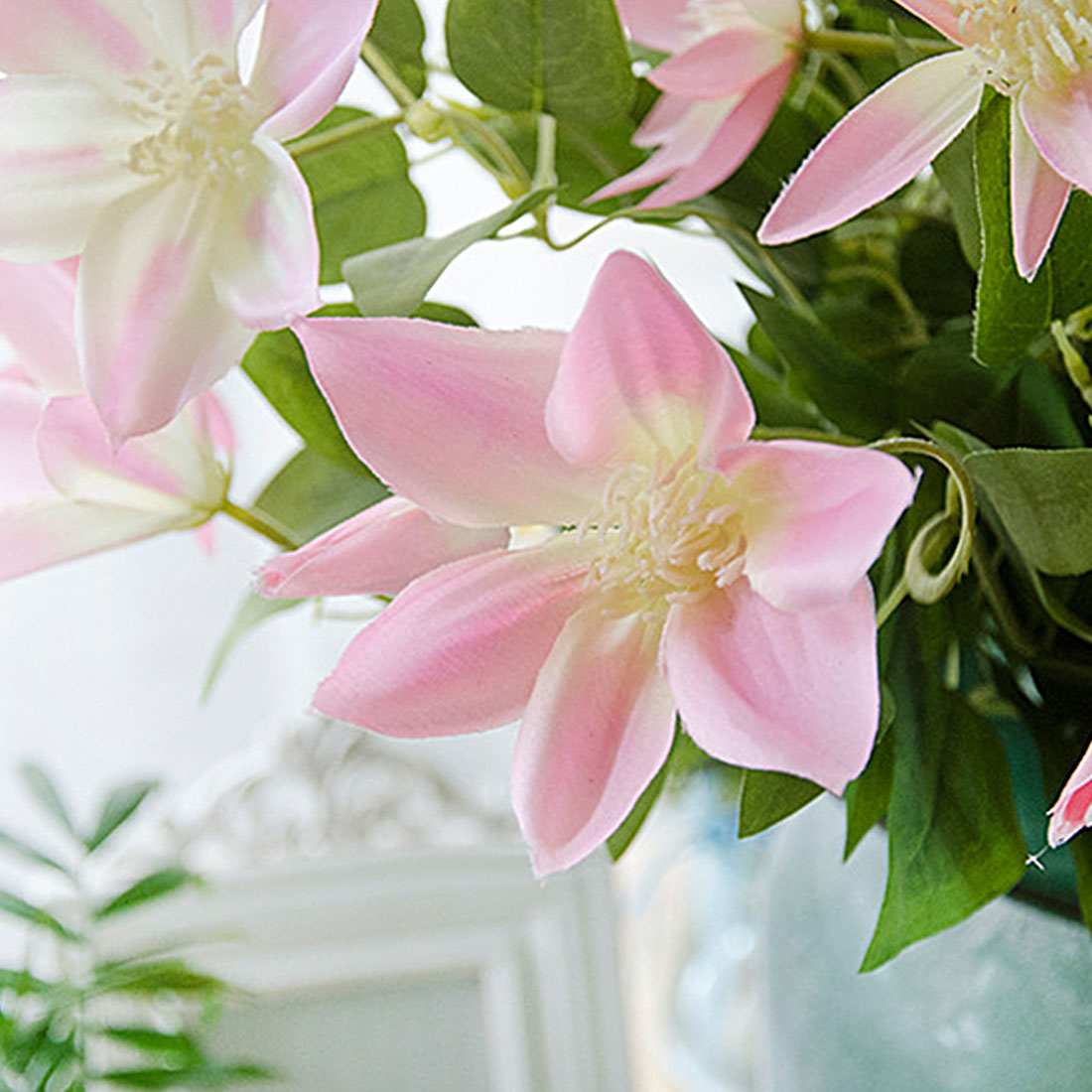 Drie Takken Clematis Florida Thunb Vivid Kunstmatige Bloemen Planten Huis En Tuin Decoratie 69Cm