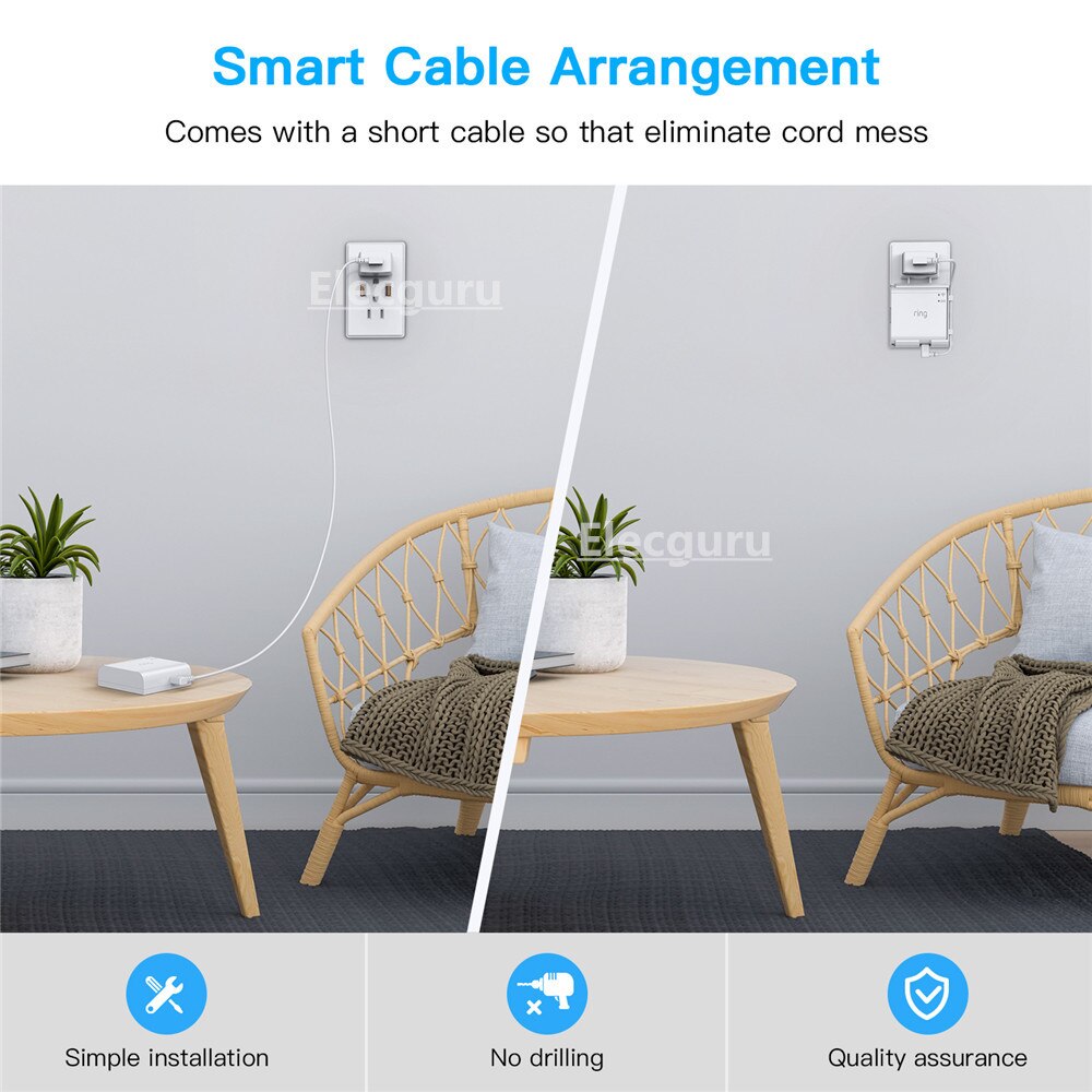 Sturdy Wall Mount Holder with A Short Cable for Ring Bridge,Stylish Cable Arrangement Bracket for Ring Smart Lighting Bridge