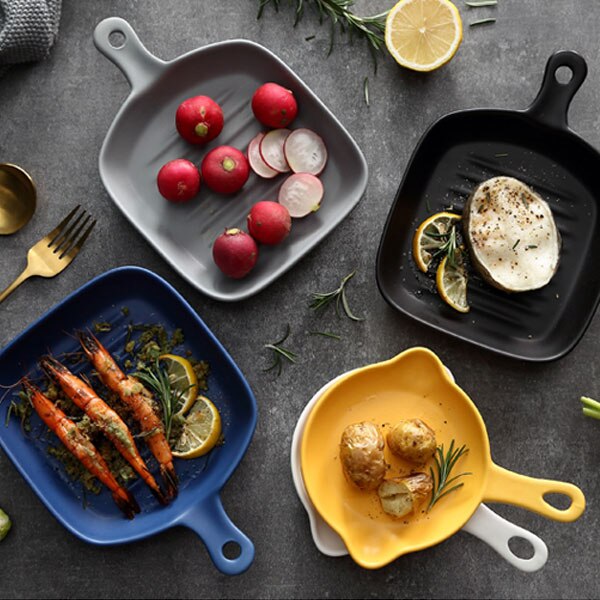 Nordic ceramic dish oven dish baking dish barbecue dish baking dish deep dish flat dish restaurant tableware household
