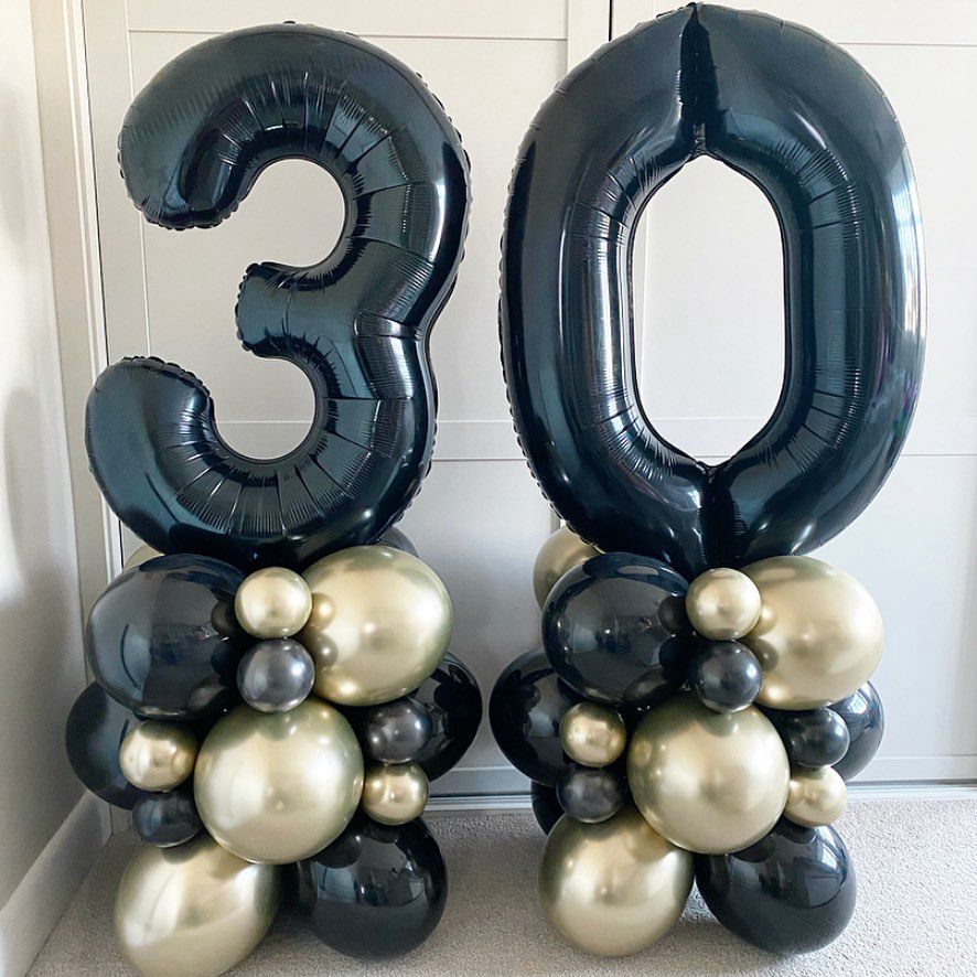 Gold Black Balloons Tower set 1-9 Black Number Foil Balloon for Men's 30 40 50 60 Happy Birthday Party Decorations DIY Crafts
