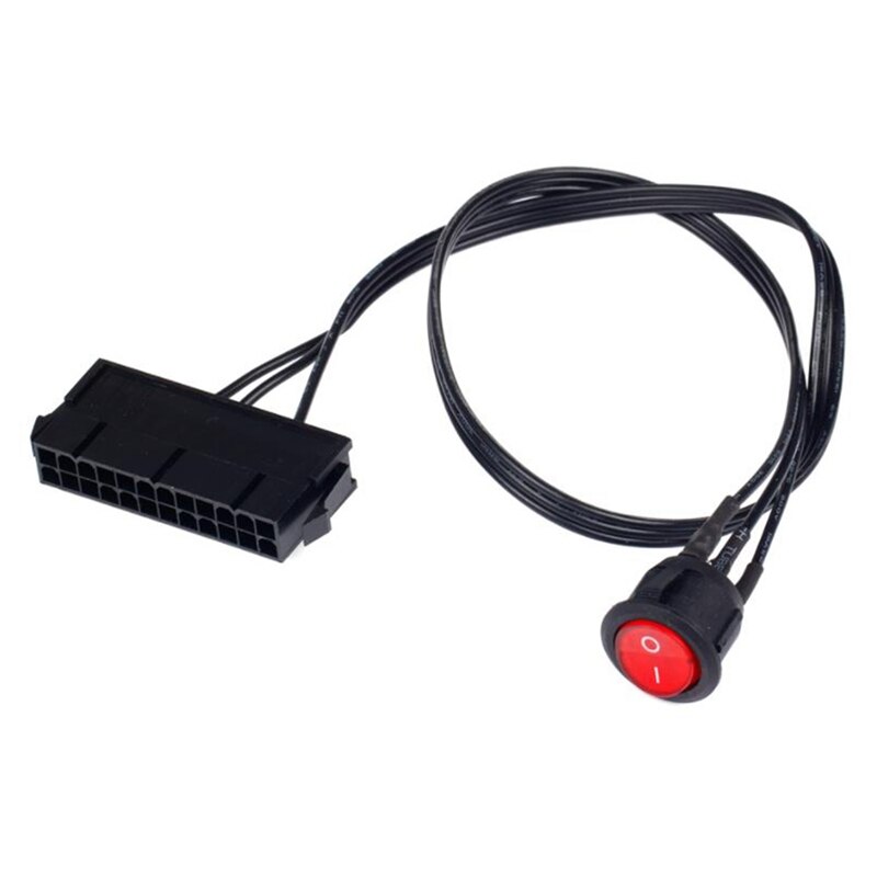 50cm Cable Copper Tin Wire 24-Pin Female ATX PSU PC Power Supply Starter Tester Start Up Jumper with ON/OFF Switch
