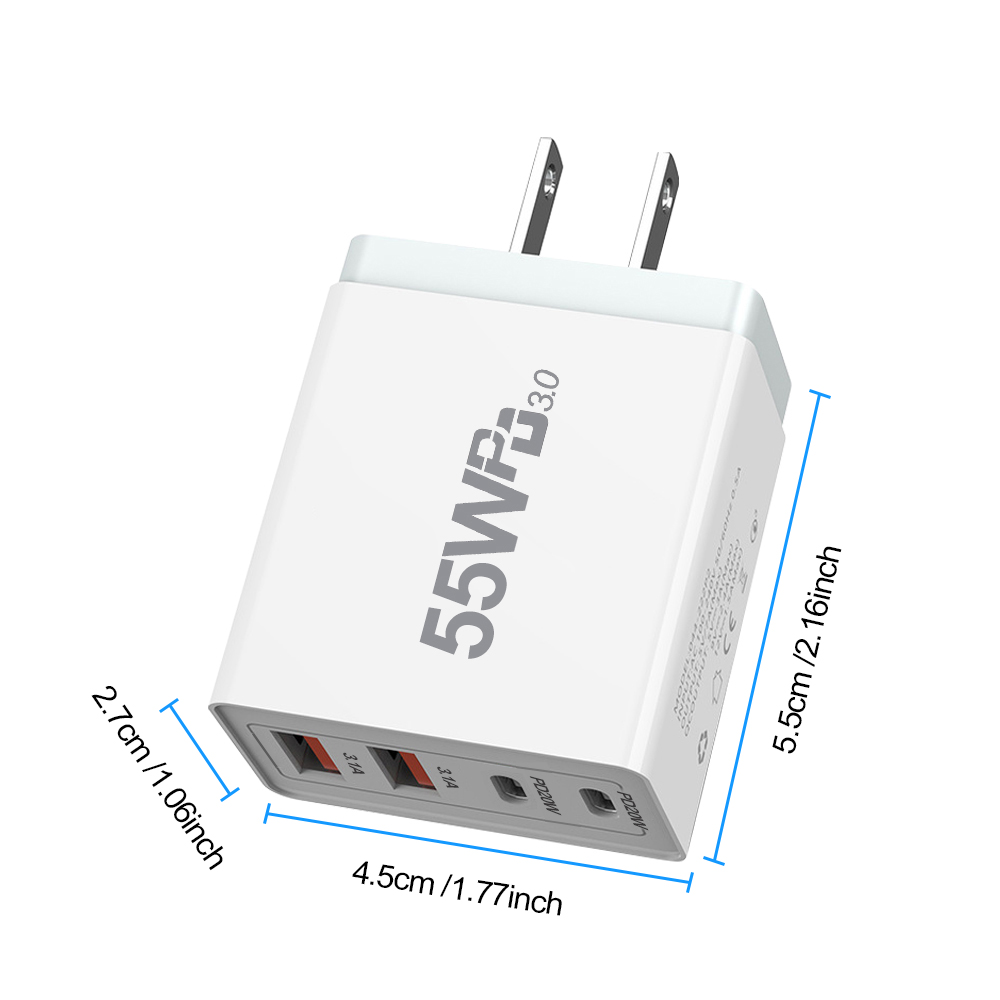 EU/US/UK/AU-stekker USB-oplader Quick Charge 3.0 voor telefoonadapter voor iPhone 13 Pro Max Draagbare wandlader Snelle oplader type c