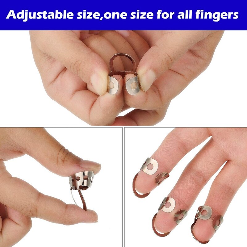 12 pièces en acier inoxydable doigt médiator guitare réglable grande taille moyenne ou petite pour guitare acoustique Banjo ukulélé