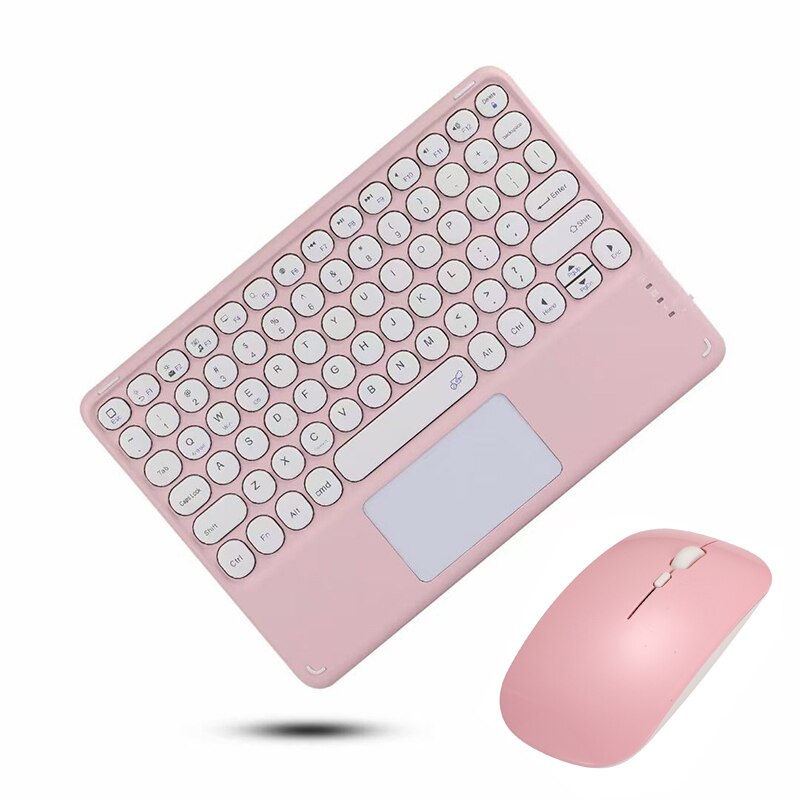 Tastiera e Mouse magnetici portatili per Tablet telefono tastiere per Laptop per Samsung S6 S7 tastiera Touchpad compatibile con Bluetooth: pink set