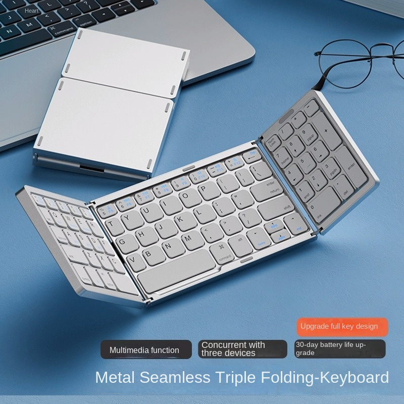 Draagbare Draadloze Opvouwbare Toetsenbord Bluetooth Touchpad Mobiele Telefoon Tablet Notebook Muis Set Meerdere Apparaat Universele Keycaps 2024: Bruin