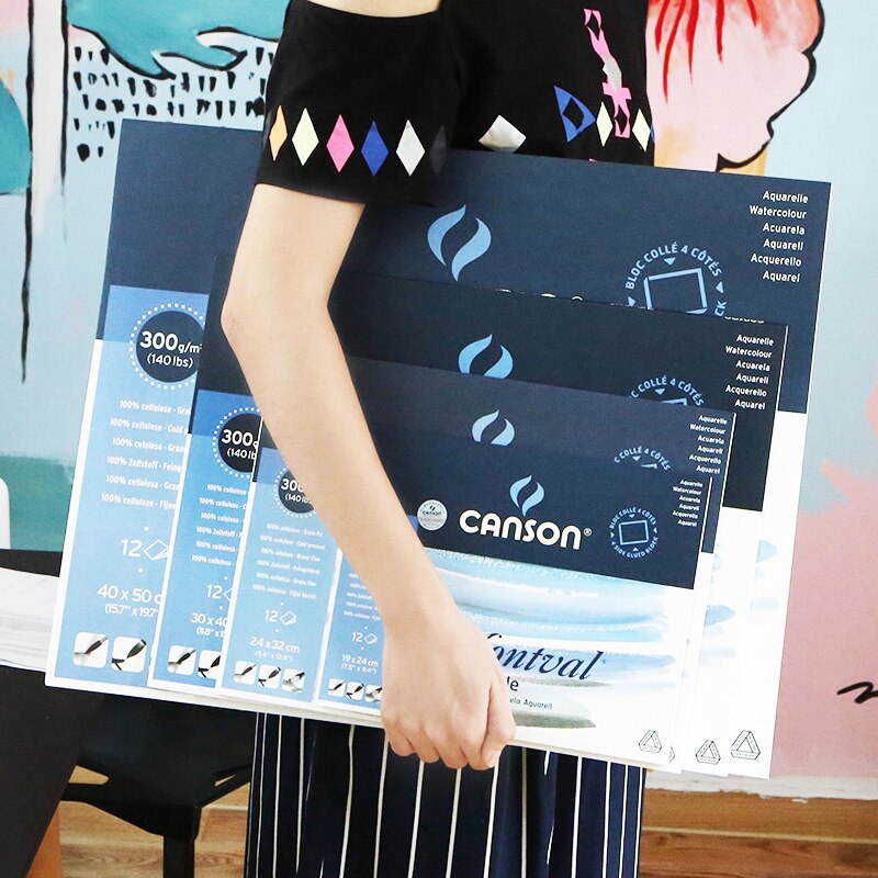 Canson-Papel de acuarela Original de Francia, 300g/m2, pintura de acuarela, 8K/16K/32K, 12 hojas, suministros de arte