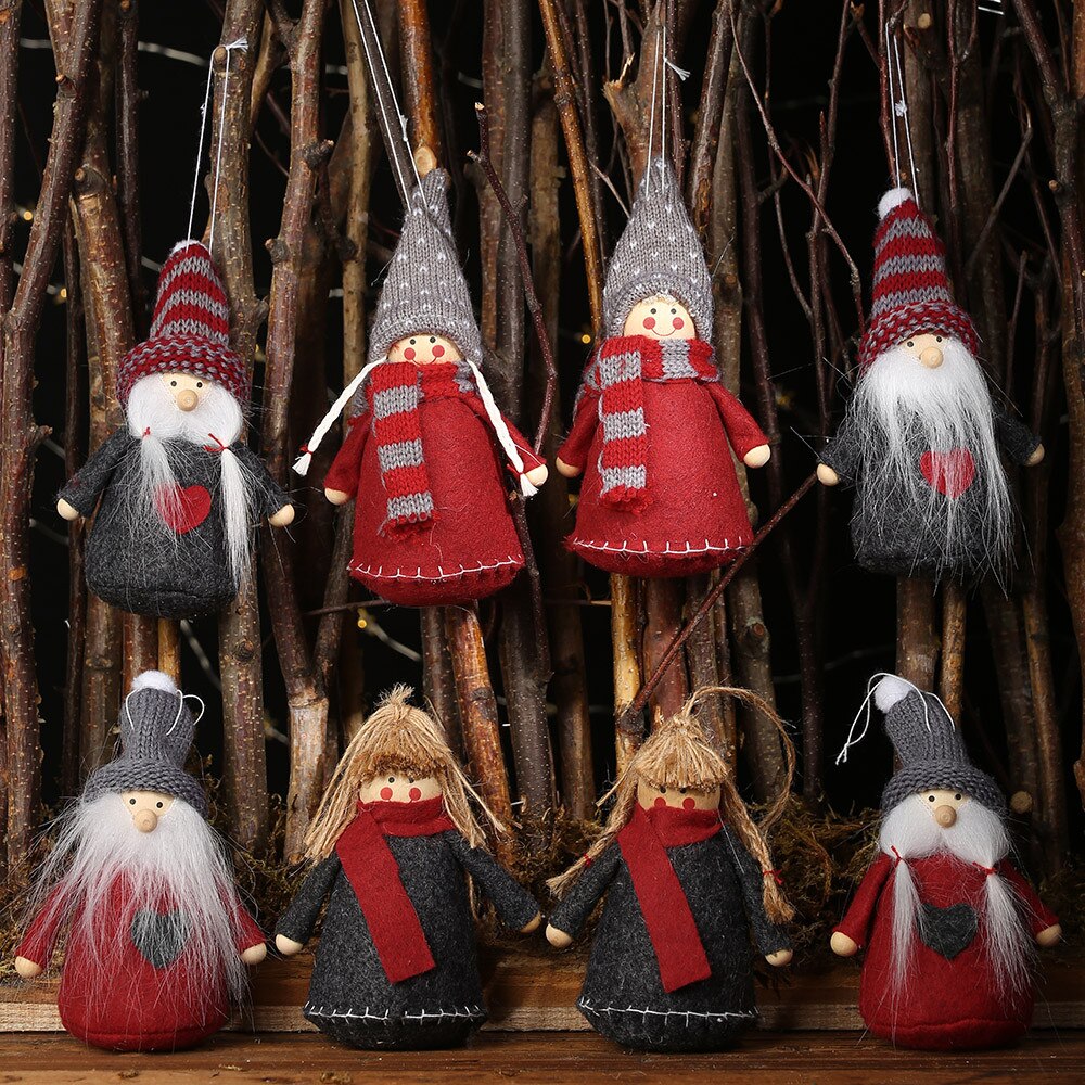 2 stk jul plys legetøj sød santa gammel mand dukke vedhæng ornamenter juletræ år dekoration hængende legetøj