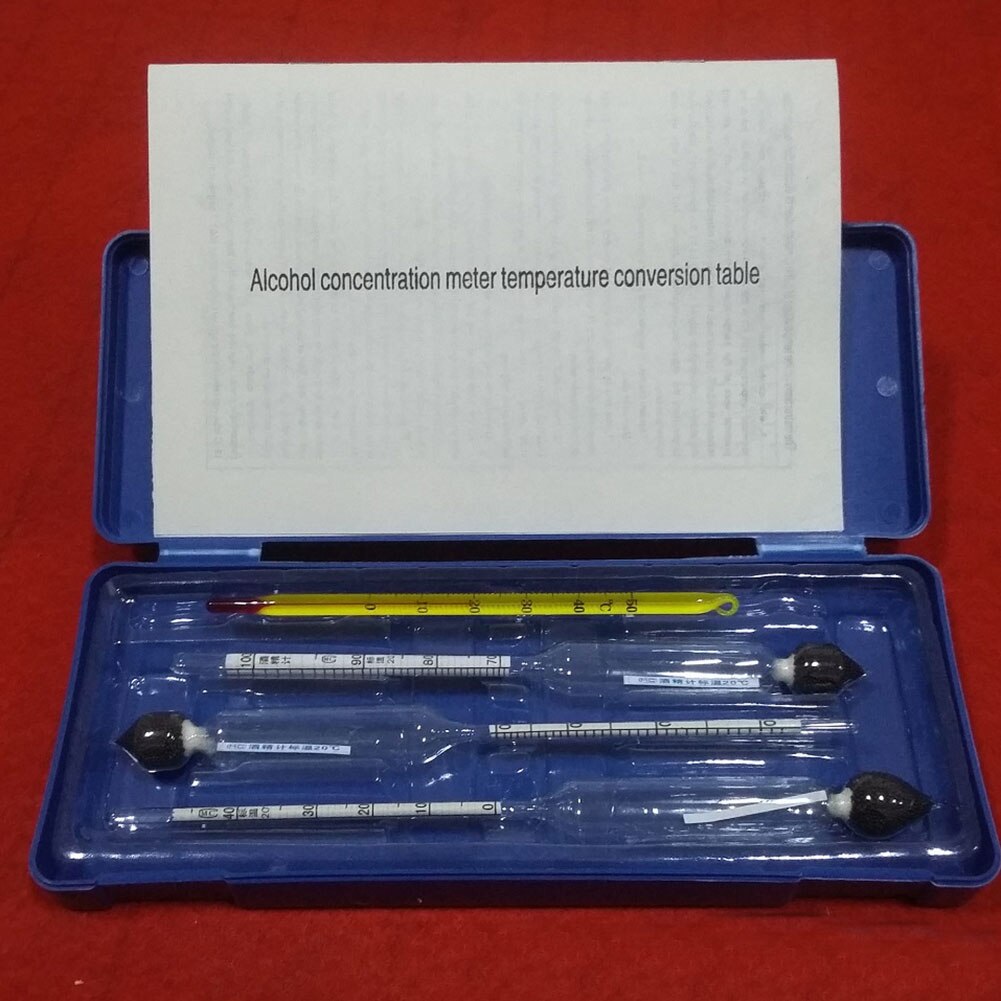 DIY Proof Hydrometer 0-100% Alcohol Meter + Thermometer 3Pcs Measure Home Tester Alcoholmeter