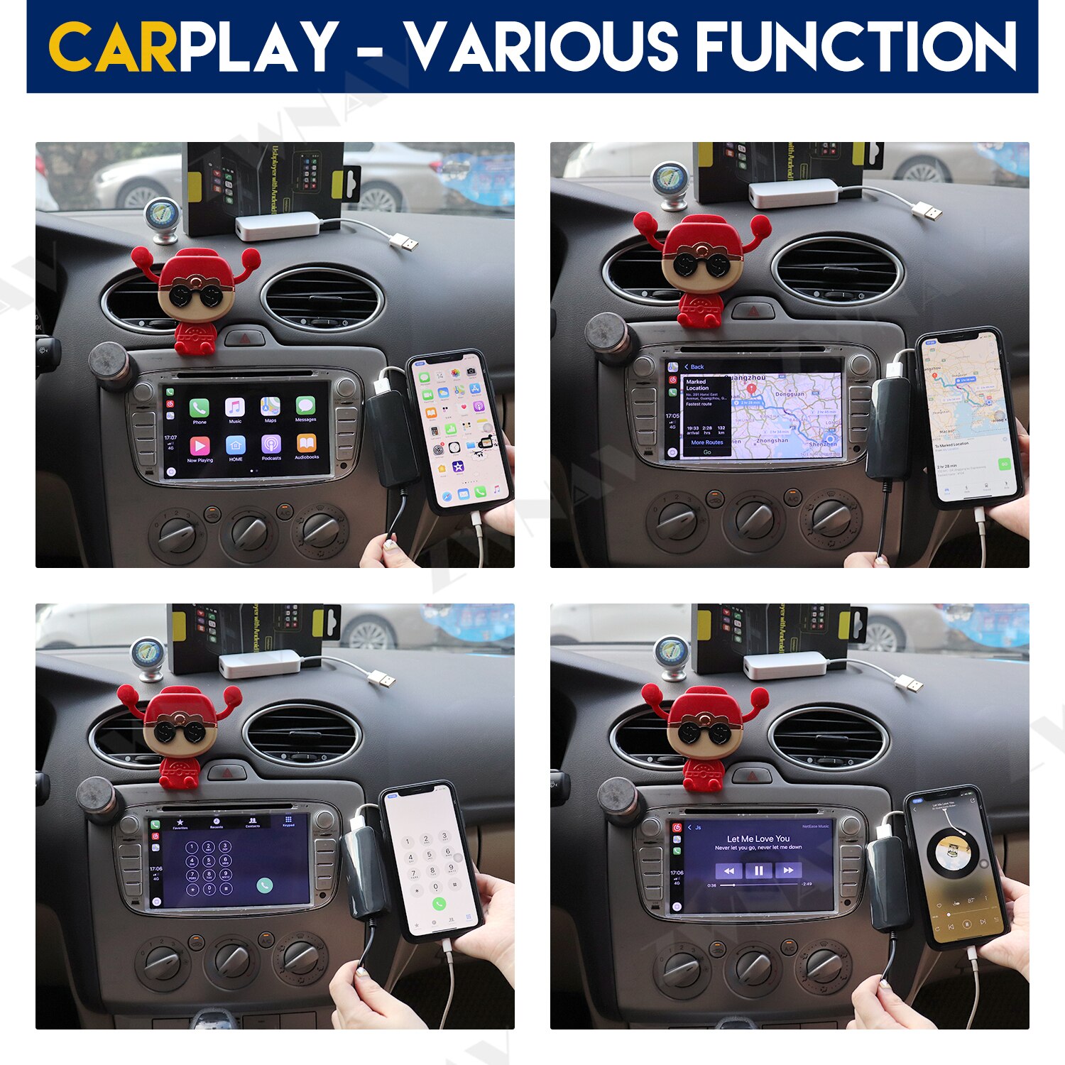 Plug and play carlinkit usb smart link apple carplay dongle til android multimedie gps afspiller stereo mini usb carplay stick