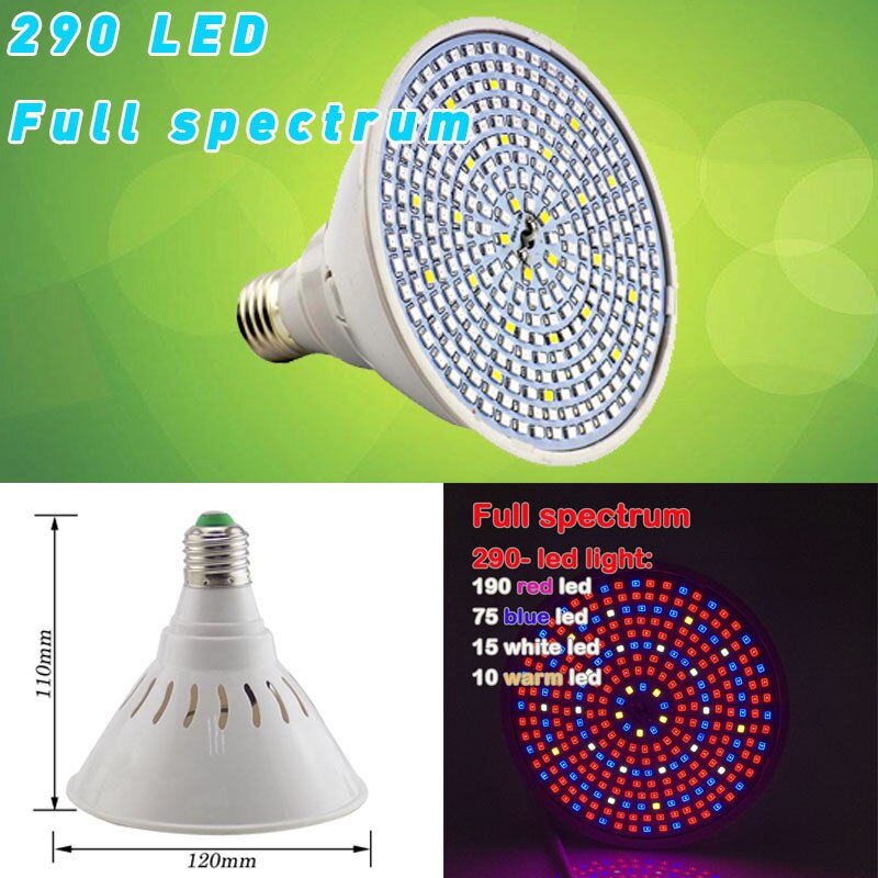 Poderoso 800 led planta cresce a luz interior de espectro completo hidroponia flor fito lâmpada tenda estufa growbox vegetal cultivar e27: 290 LED