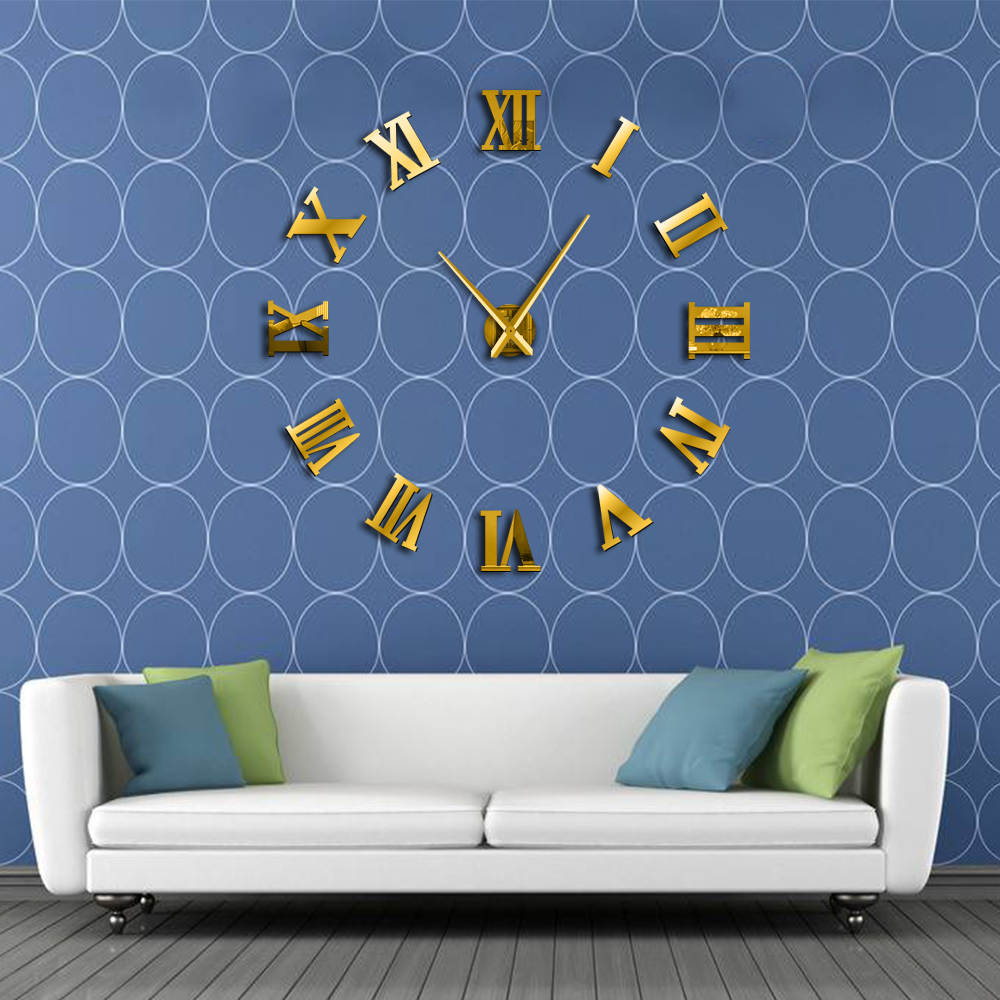 Moderne Diy Grote Wandklok 3D Spiegel Oppervlak Sticker Home Decor Art Giant Wandklok Horloge Met Romeinse Cijfers Grote klok