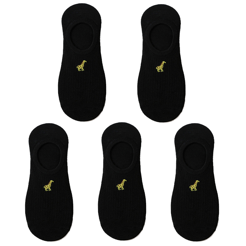 5 pares de 10 piezas calcetines de de primavera calcetines de algodón con bordado de animales de dibujos animados para mujer calcetines tobilleros divertidos deportivos informales: Beige