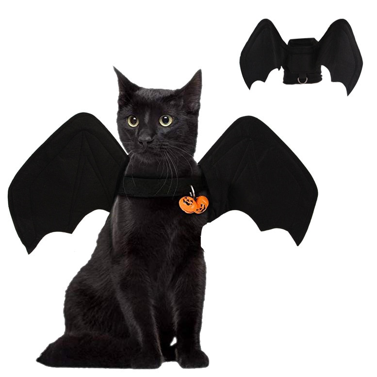 Ropa plegable para mascotas, disfraz de Halloween, alas de murciélago, gato, perro, gato, vestidos de Navidad para gatos