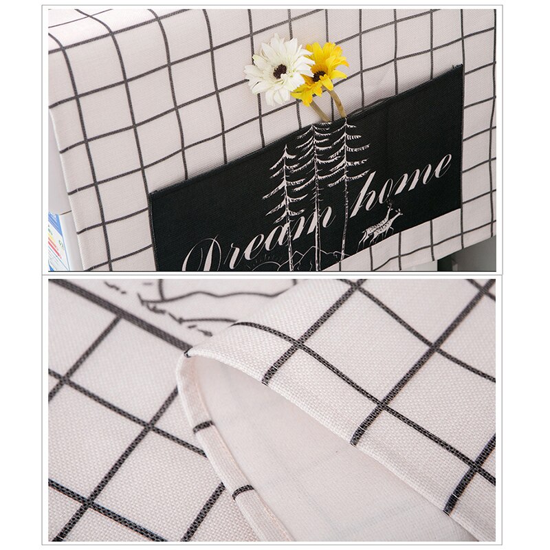 Celosía impresa para lavadora, funda a prueba de polvo para horno microondas, cubierta superior para refrigerador, con bolsillo, tela para muebles