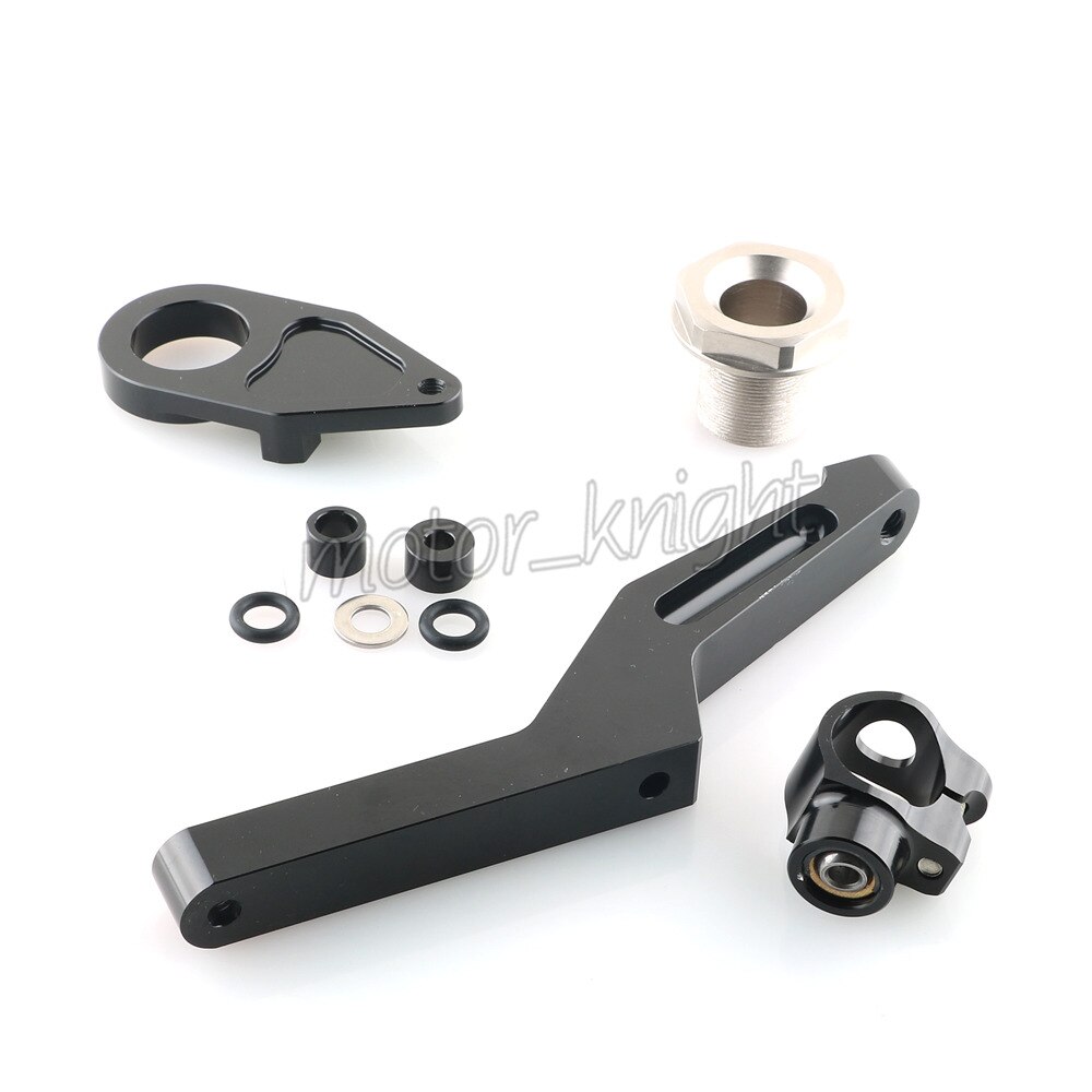 For Kawasaki ZX6R ZX-6R - CNC Aluminum Adjustable Motorcycle Steering Stabilizer Damper Mounting Bracket Support Kit: BLACK