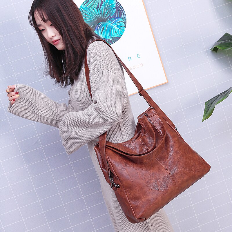 Women Handbags Female Hobos Single Shoulder Bags Vintage Solid Multi-pocket Ladies Totes Bolsas