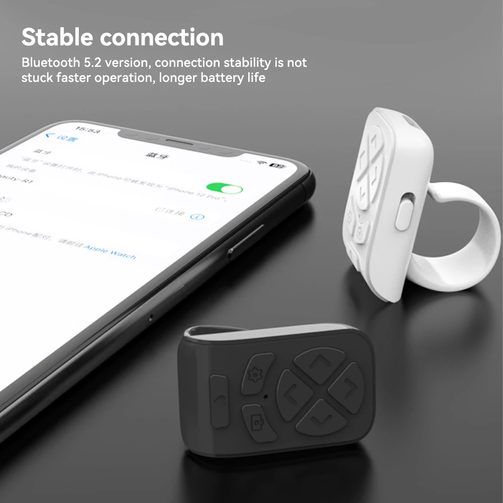 7-knoppen Bluetooth-afstandsbediening Scrollende vingertelefoon Videobediening Selfie Stick Automatische pagina Vingertopcameracontroller
