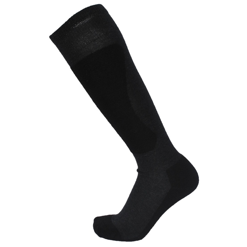 Calcetines gruesos de lana merina para deportes al aire libre, para esquí, para hombre y mujer, Color negro y gris, 1 par, 42%: Negro / FROM 43 TO 46