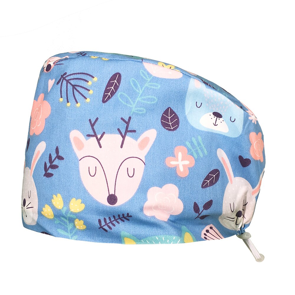 Gorros de trabajo con estampado de dibujos animados, , al por mayor, ajustable, nutricionista, hebilla elástica, gorras de fregado para mascotas: 82008