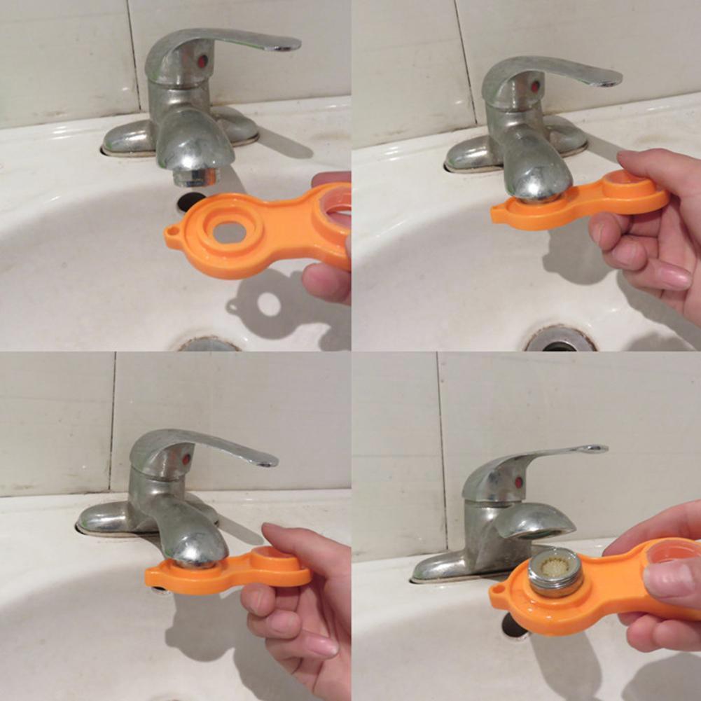 4 In1 Yellow Plastic Bubbler Wrench Removal Tool Basin Wrench Sink Faucet Sprinkle Kitchen Disassemble Tool Aerator C0o1