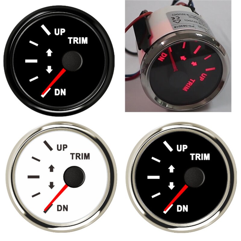 UP-DN de calibre embellecedor para barco marino, 52mm, 0-190ohm, 167-10ohm, con luz trasera roja, 12V, 24V, para motor fueraborda de coche y motocicleta