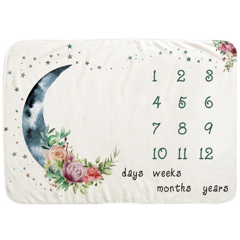 Infant Monthly Record Growth Milestone Blanket Newborn Photography Props Cloth: 3