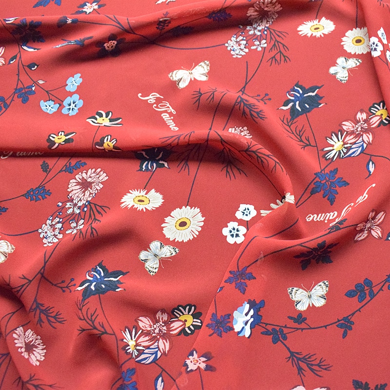 HLQON polyester plain Chiffon rode bos stof voor j... – Vicedeal