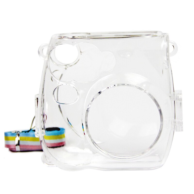 Fujifilm Instax Mini 7s 7C Cámara de película instantánea funda transparente, cristal protector funda transparente bolsa con correa de hombro arcoíris: Transparent