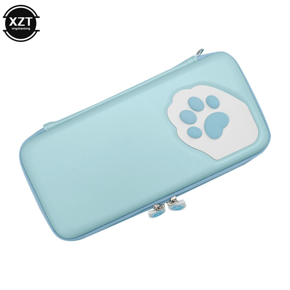 Leuke Kat Klauw Opbergtas Voor Nintendo Schakelaar Water-Proof Beschermhoes Reizen Draagtas Voor Nintendo Switch Game accessoires: Blauw