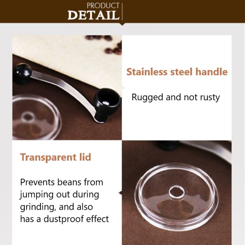 Manual Coffee Grinder Portable Hand Crank Grinder Adjustable Coffee Bean Grinder