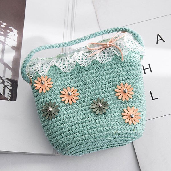 Zomer Rits Portemonnee Handgemaakte Stro Tassen Kinderen Mini Schoudertas Meisjes Handtassen Kinderen Leuke Strand Cross Body tas: C-5