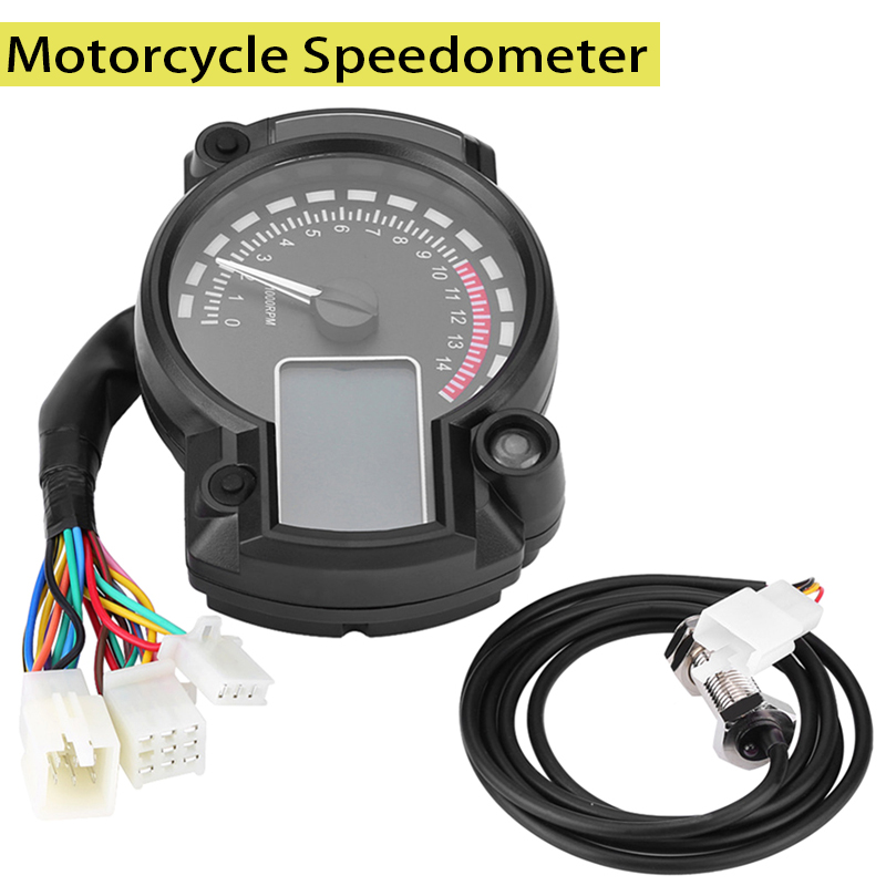 Universele Motorfiets Digitale Snelheidsmeter Kilometerteller 15000 Rpm Motorfiets Snelheidsmeter Gauge Toerenteller Display Lcd Gauge