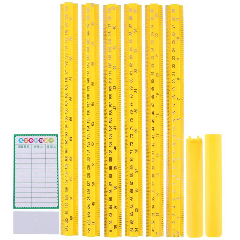 Pegatinas de pared para medir la altura de los niños, pegatina extraíble para pared, calcomanías 3D para medir estatura, medidor de altura con cinta de doble cara, tarjeta de grabación: Yellow / 210x2.1x0.6cm