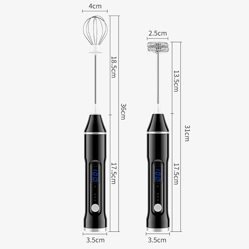 Milk Frother, Electric Whisk Frother, Handheld USB Rechargeable Mixer for Egg Beating with Latte Art Stencils