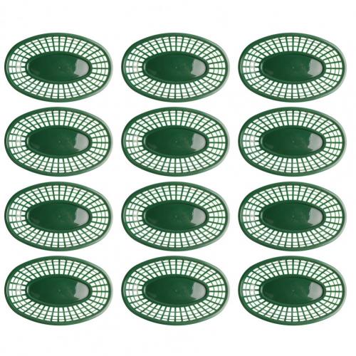 12Pcs Plastic Platter Oval Food Baskets For Fries Burgers Dog Cake Hamburger Plate Restaurant Supplies