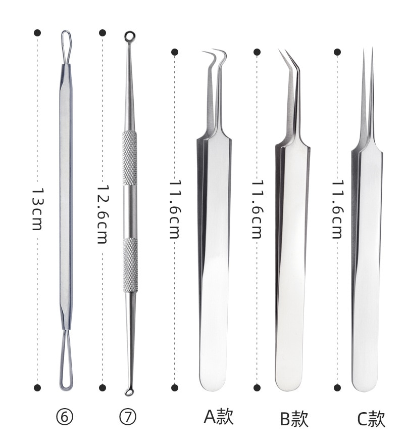 Acne Pin 8 Pieces Double Headed Beauty Tool Blackhead Remover Acne Remover Skin Care Tools Against Black Dots Facial Cleansing