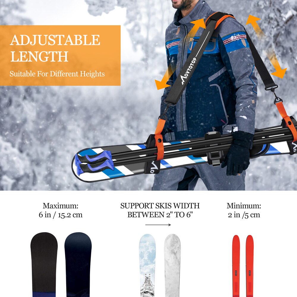 Movtotop 2 Stuks Duurzaam Verstelbare Langer Skiën Schoenen Bandjes Ski Bevestiging Riem Snowboard Carrier