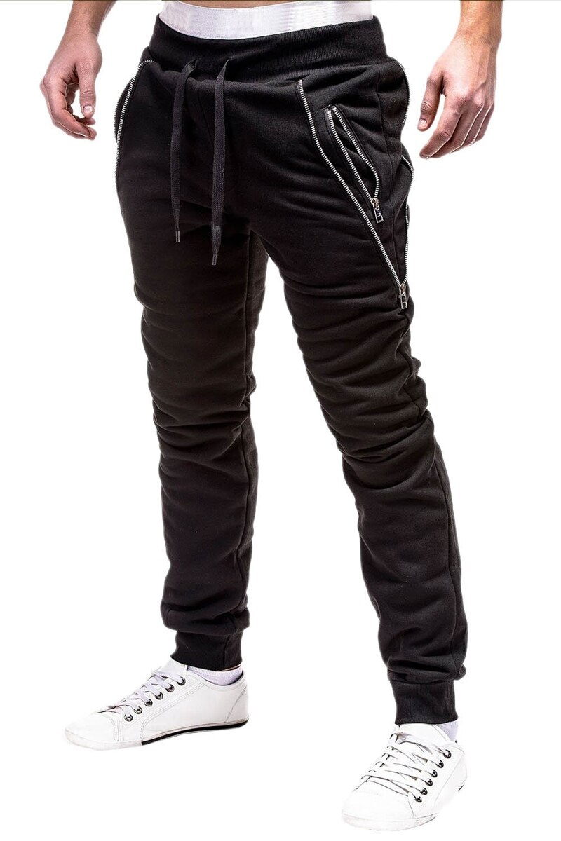 Men Pants Autumn and Winter Zipper Decorative Men's Casual Sports Pants
