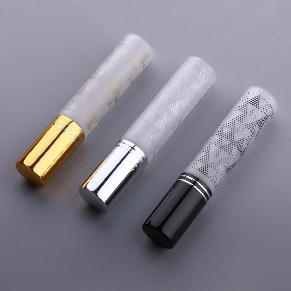 100 Stks/partij 10Ml Blad Patroon Frosted Parfum Fles Glas Verstuiver Aluminium Cap Spray Reizen Flessen