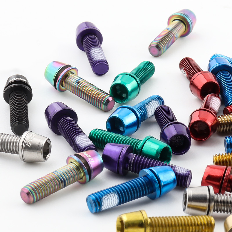 MUQZI 6 uds pernos de vástago M5x17mm tornillo de vástago de manillar de bicicleta con arandela MTB tornillo elevador de vástago de bicicleta de carretera