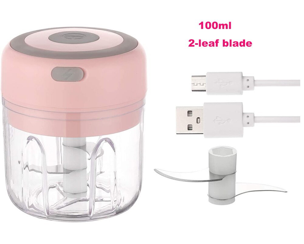 Portable Blender Kitchen Tools Blender Mixer Garlic Crusher Food Processor Mincer Food Mixer Chopper Electric Kitchen Mixeurs: pink 100ml