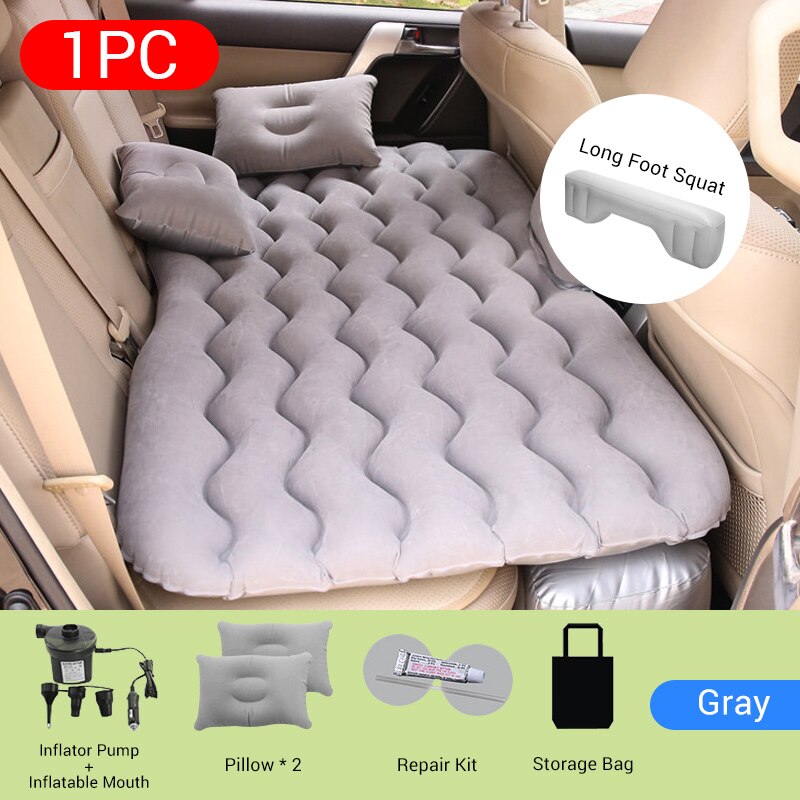 Car Inflatable Bed Flocking Cloth Seat Back Bed for Travel Kids Sleep Rest Outdoor Indoor Multi-functional Inflatable Mattress: Grey